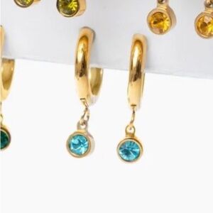 Tini Lux Birthstone Charm Hoop Earrings March